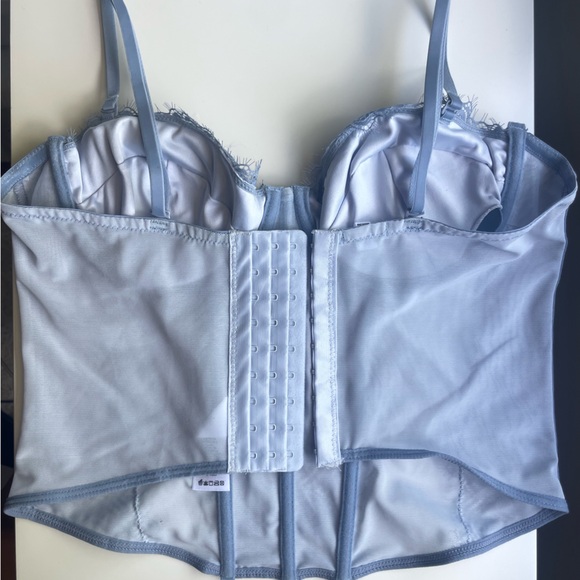 garage lace mesh bustier corset top in serenity blue - Picture 2 of 3